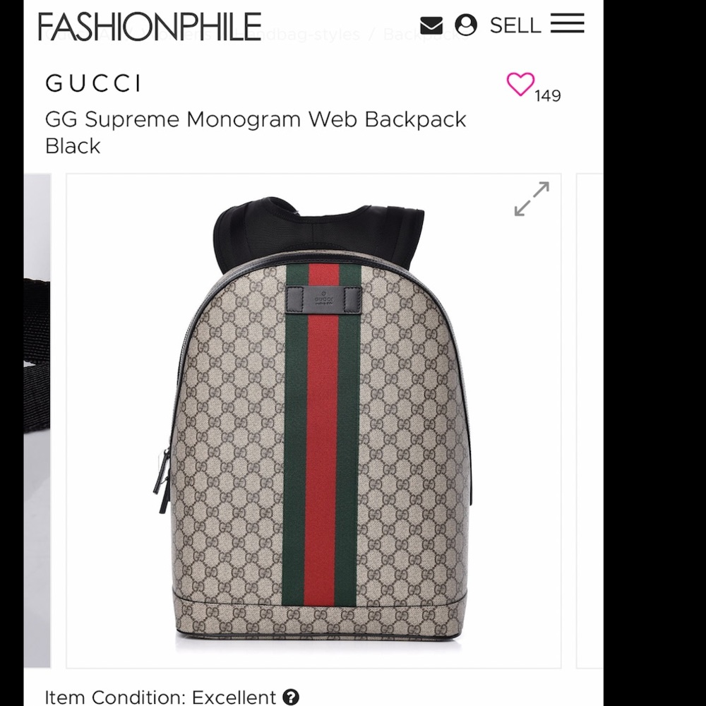 Gucci logo GG web strip Backpack - Picture 11 of 11